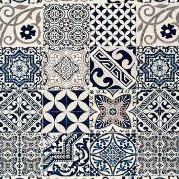 Alfombras 100% Polipropileno HEAT-SET Frisè Alfombra geométrica mosaico azul 60x120